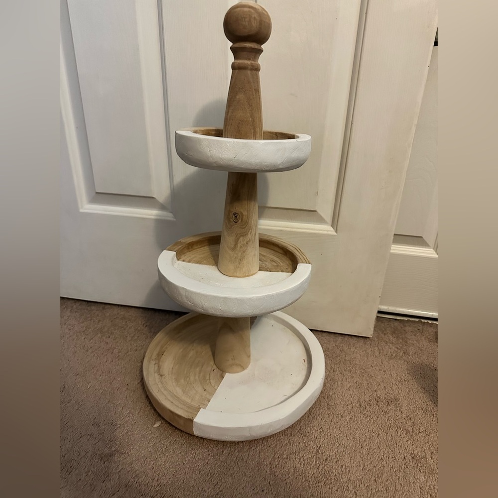 MudPie large wooden tiered tray